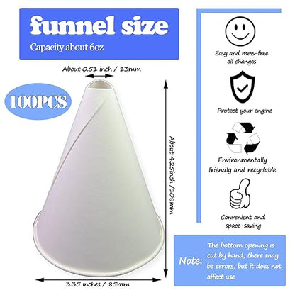 100 Pcs Paper funnels for Motor Oil 6oz Disposable Engine Oil Funnels Paper Funnel for Dispensers Kitchen Filling Bottle Disposable Funnel Paper Funnels Paper Oil Funnels - Image 3