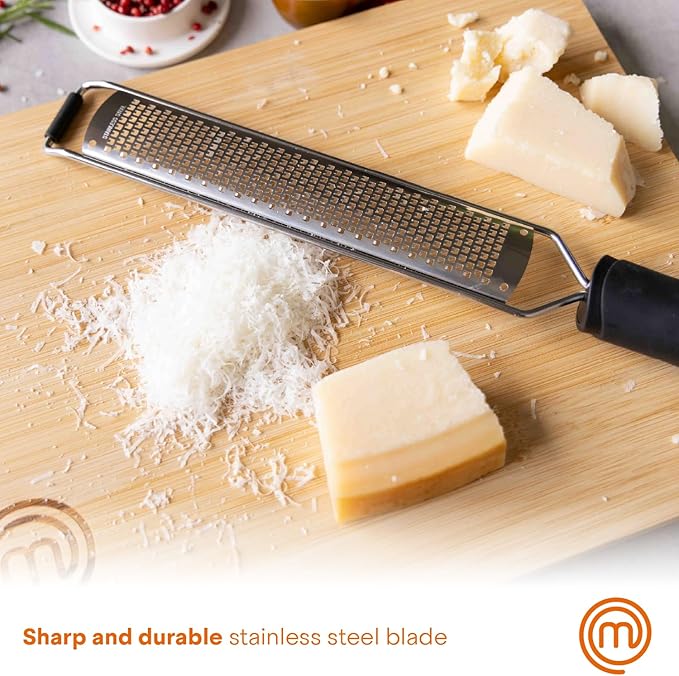 MasterChef Zester Grater with Handle, Kitchen Tool for Zesting Citrus Fruits & Finely Grating Parmesan Cheese, Garlic, Ginger, Coconut, Nutmeg, Wasabi, Chocolate etc, Stainless Steel - Image 4