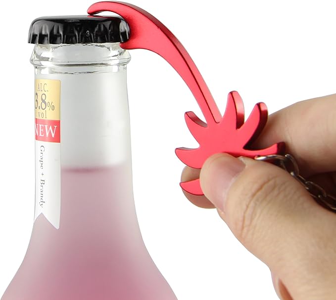 Swatom Palm Tree Bottle Opener with Keychain Key Tag Chain Ring Accessories (6, Random Color)