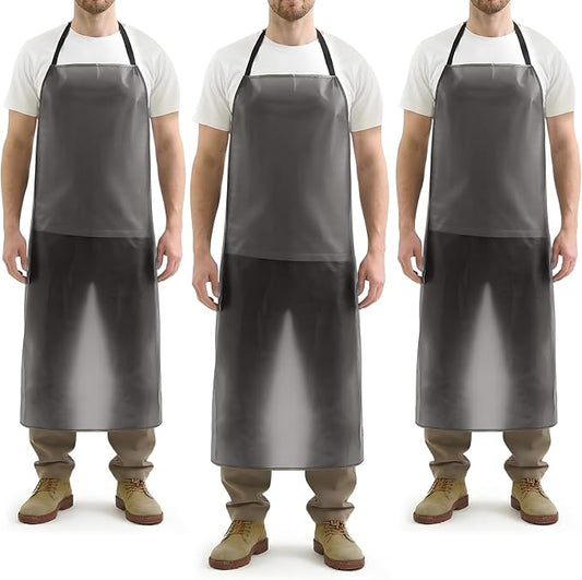 Hercicy 3 Pcs Heavy Duty Waterproof Aprons 47" PVC Vinyl Aprons Transparent Plastic Oil Proof Apron for Dishwashing Cleaning