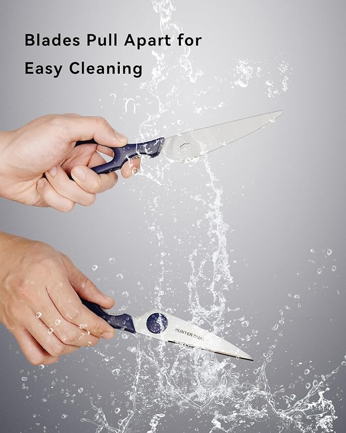 Kitchen Scissors for Food, HUNTER.DUAL Heavy Duty Come Apart Poultry Shears for Cooking, All Purpose for Cutting Chicken, Meat, Fish & Vegetables (Blue, 8.35 Inch) - Image 4