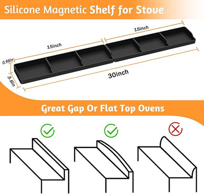 Foeacry 30 Inch Silicone Stove Oven Top Shelf Magnetic for Kitchen Gadgets, Soft Flexible Strong Magnetic Heat Resistant Spice Rack Kitchen Organizer - Image 2