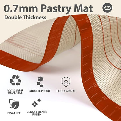 Silicone Baking Mat, 24" x 16" Baking Mat, Pastry Rolling Sourdough Baking Mat Supplies for Making Pizza, Pie, Cookies, Bread - Image 3
