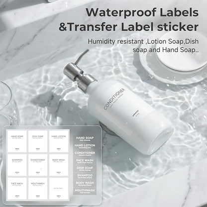 White Glass Soap Dispenser Set for Kitchen, Hand and Dish Soap Dispenser with Stainless Steel Pump & Resin Tray, Perfect for Kitchen,Hotel Rental-Modern Soap Dispenser Decor for Kitchen