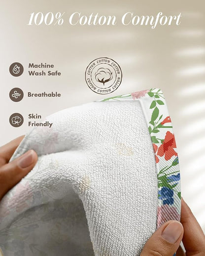 Miss Adola 270 GSM Cotton Kitchen Towels, Oven Mitt and Pot Holder - 4 Pack Kitchen Decor and Accessories Set Spring Cute Farmhouse Quilted Lining Heat Resistant Set with Hanging Loop, Retro Flower - Image 4