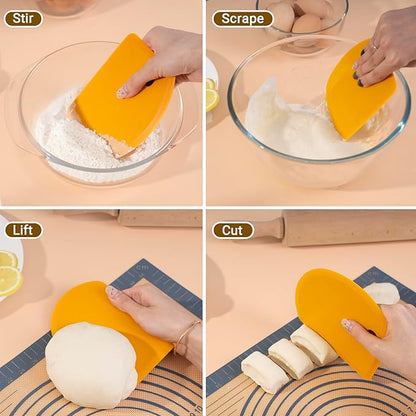 Sapid Flexible Curved Edge Silicone Bowl Scraper(5.98"×4.3"), Food Grade Dough Scraper for Baking Sourdough Bread, Cake, Bench Scrapers, Multipurpose Kitchen Dish Scrapers, Easy to Clean (1, Orange) - Image 5