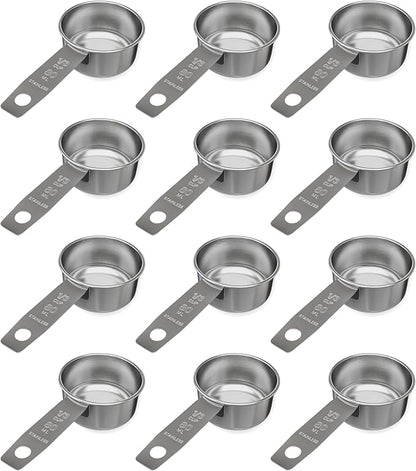 1/3 Cup Stainless Steel Measuring Cup | Sturdy Metal 80 ml | 80 cc | 3 oz | Single Cup for Wet and Dry Ingredients | Great for use as 1/3 Cup Dog Food Scoop - 12 PK by Knupp+Co.