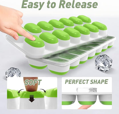 ChefAide Ice Cube Tray with Lid, 2 Packs 28 Cubes Durable Stackable Ice Cube Trays for Freezer with Removable Lids, Easy-Release Plastic & Silicone Ice Tray for Cocktail, Coffee - Image 6