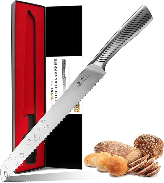 imarku Bread Knife 10 Inch: Japanese High Carbon Stainless Steel Professional Grade Serrated Bread Knife, Razor Sharp Edge Cake Knife for Homemade Bread/Bagels/Cake by imarku