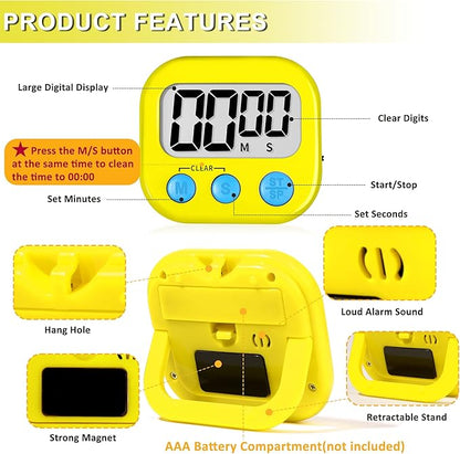 ZILLEEN Classroom Timer for Kids Teachers 2 Pack Digital Timers, Purple & Yellow - Image 7