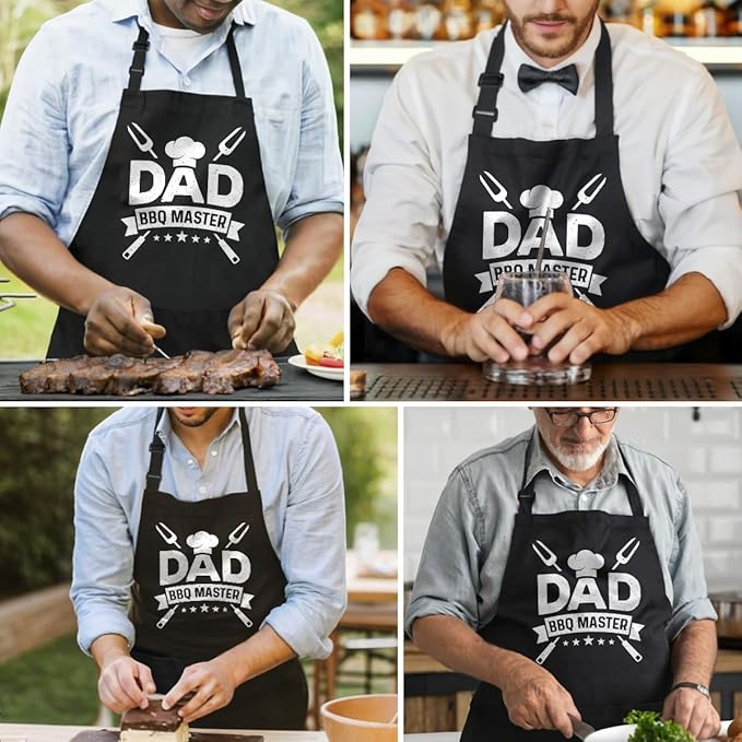 SANDJEST Funny Mens Aprons with Pockets for BBQ Grilling Cooking Grandpa Husband Apron for Birthday Christmas Father's Day