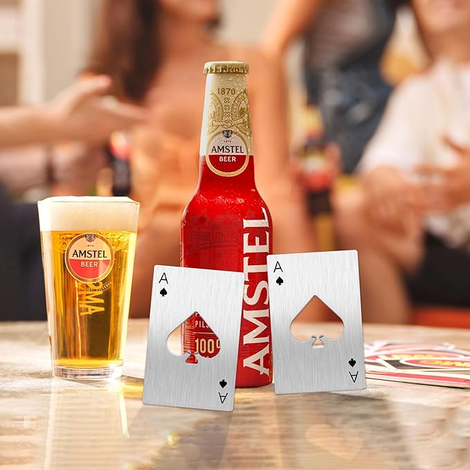 Ace Of Spades Bottle Opener Credit Card Size Pocker Cap Opener Portable Stainless Steel Can Opener (4 Pack Silver) - Image 5