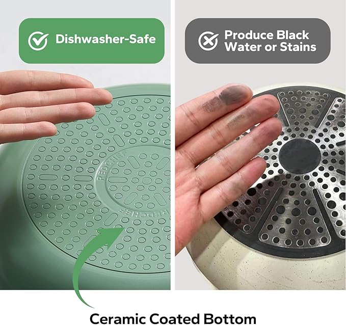 Redchef Nonstick Frying Pan Skillet, Ceramic Non-Stick Saute Pans, 9.5 inch Cooking Fry Pan with Stay Cool Handle, All Stovetops, Dishwasher/Oven Safe, PFAS-Free, Non Toxic (Green) - Image 3