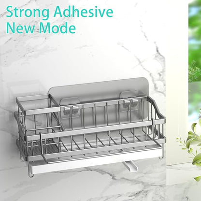 Sponge Holder for Kitchen Sink - Countertop Rustproof Stainless Steel, Kitchen Gadgets Accessories, Sink Caddy (Silver) - Image 2
