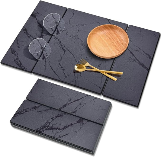 Large Stone Drying Mat for Kitchen Counter, 24"x16" Collapsible Quick Dry Dish Drying Mat, Water-Absorbent Marble Diatomaceous Earth Mats for Bottles Cups Dishes, Match Any Countertop by BOMOKSHomeAccessories