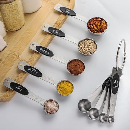 Magnetic Measuring Spoons Set of 9 Stainless Steel Stackable Measuring Spoons Heavy Duty Nesting Teaspoons Tablespoons for Measuring Dry and Liquid Ingredients - Image 7
