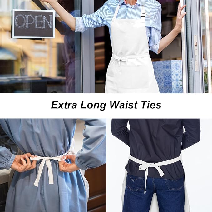 15 Pcs Adult Aprons Bulk with Pockets Adjustable Bib Chef Apron for Women Men Painting Cooking Crafting (S/L) - Image 4