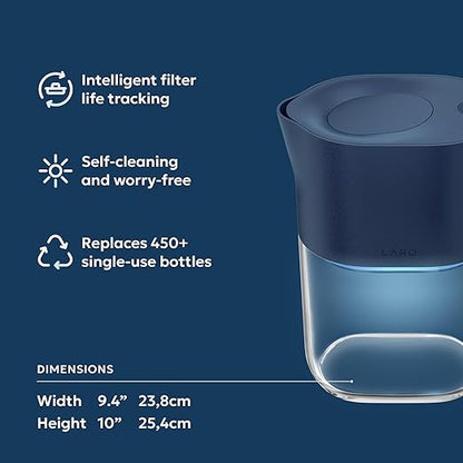 LARQ PureVis 3-in-1 Water Pitcher – Purifier, Filter & Tracking, 8-Cup Water Purifier Pitcher with Advanced Filter for Clean & Crisp Water – Removes Chlorine, PFAS, Lead & More – Monaco Blue