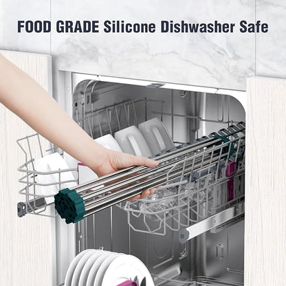 Tomorotec Stainless Steel Roll Up Dish Drying Rack, Foldable Over The Sink Rolling Drainer Rack, Multipurpose Kitchen Gadget Draining Caddy Organizer, Space Saving Sink Accessory Storage Shelf Holder - Image 6