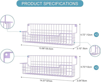 Spice Rack Wall Mount, Spice Organizer for Cabinet & Pantry Door, Set of 4 Hanging Spice Rack Saving Space for Kitchen, Purple - Image 2