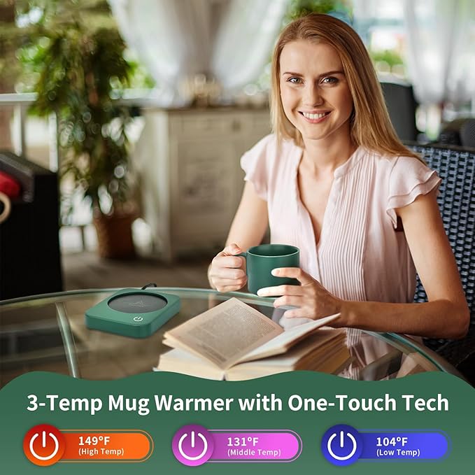 VOBAGA Mug Warmer Set, Coffee Warmer for Desk with 11oz Ceramic Mug, Auto Shut Off & 3-Temp Settings, Smart Coffee Cup Warmer, Home Office Essentials Coffee Set(Mug Included) - Image 2