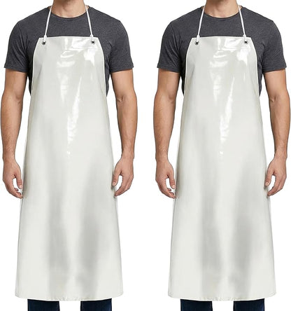 Xpose Safety Heavy Duty Vinyl Waterproof Aprons, White - For Home, Industrial and Commercial Use - Chemical Resistant