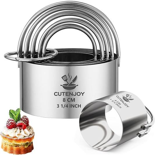 Cookie Cutters (5 Pieces/Set),Round Biscuit Cutter Set with Handle and Big Ring, Professional Baking Dough Cutter Tools for Cakes, Sandwiches, Donuts, Dumplings by Unknown