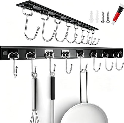 Cociat 2PCS Utensil Racks with 8 Hooks 17 Inch Kitchen Utensil Holders Hanging Utensil Rack Multifunctional (17 inch) by Cociat