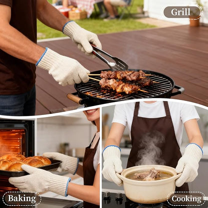 Hovico Heat Resistant Oven Gloves, Ove Glove BBQ Gloves Heat Resistant Cooking Oven Mitts with Fingers Grilling Glove, Full Hand Protection, Grill Gloves for Outdoor Hot Food Handling (Set of 2) - Image 6
