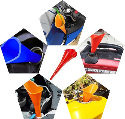 2 PCS Oil Funnel, Automotive Multi-Function Plastic Fuel Funnel with Long Neck, Universal Engine Oil Funnel for Filling Oils Gas Lubricants and Fluids, Car Accessories (2PCS-Red)