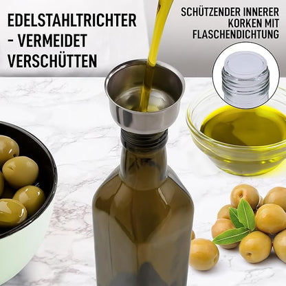 Zulay Kitchen Olive Oil Dispenser Bottle – 17oz Glass Oil Container with Spout, Funnel & Pourer – Dark Brown - Image 3
