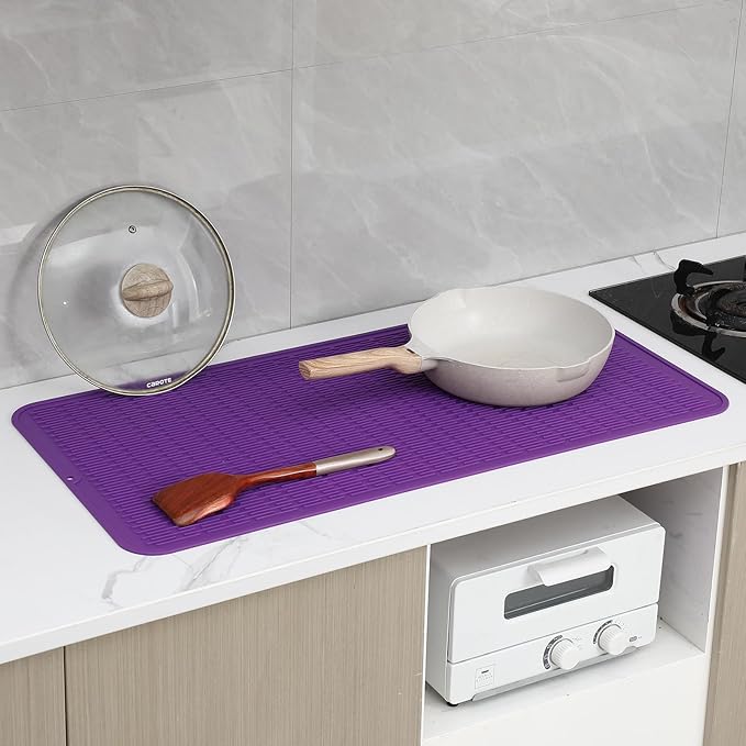 MicoYang Silicone Dish Drying Mat for Multiple Usage,Easy clean,Eco-friendly,Heat-resistant Silicone Mat for Kitchen Counter or Sink,Refrigerator or Drawer Liner Purple 5XL 36inches x 18inches - Image 8