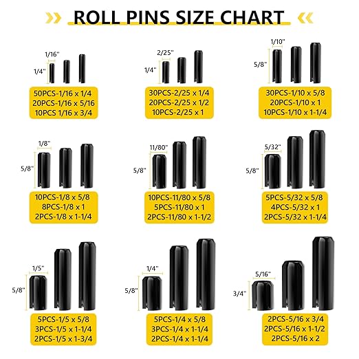 274Pcs Roll Pins Assortment, 65Mn Steel Black Roll Pins - 1/4, 5/16, 11/80, 5/32, 1/5, 1/16, 2/25, 1/10, 1/8 for Home Automotive Repair