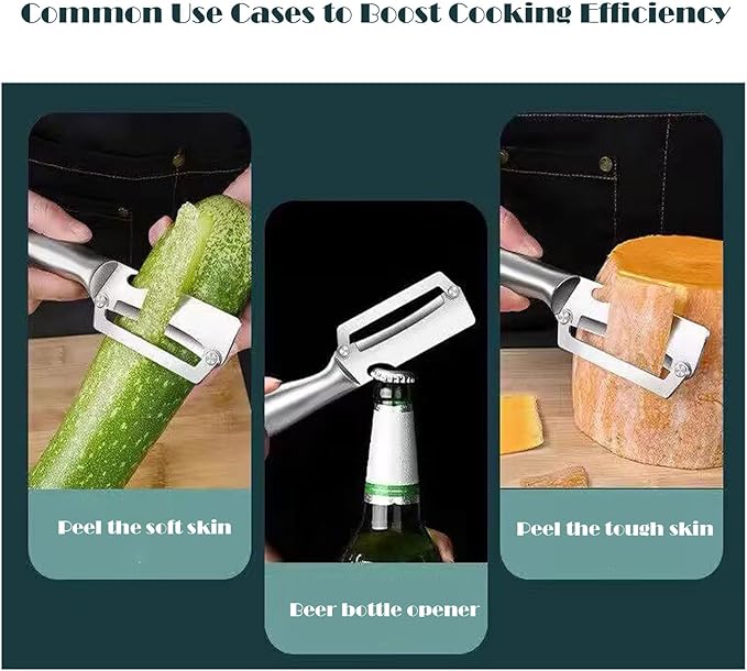 Multifunctional Vegetable Peeler,Zero Flex Peeler with Wooden Handle and Bottle Opener,Stainless Steel Kitchen Tool Suitable for All Kinds Of Vegetables and Fruits - Image 5