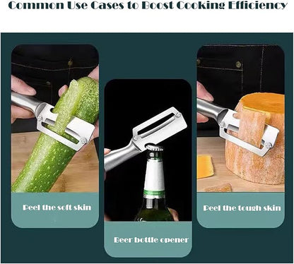 Multifunctional Vegetable Peeler,Zero Flex Peeler with Wooden Handle and Bottle Opener,Stainless Steel Kitchen Tool Suitable for All Kinds Of Vegetables and Fruits - Image 5