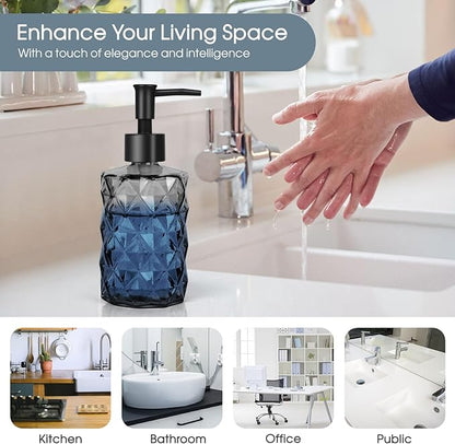 Topsky Glass Soap Dispenser with Plastic Pump, 330ml Liquid Hand Soap Dispenser, Rustproof Pump for Kitchen & Bathroom, Great for Lotions, Essential Oil, Liquid Soaps Clear Black - Image 5
