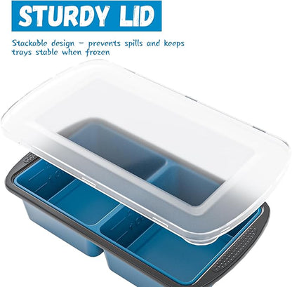 GORCI Silicone Freezer Tray With Lid, 4 Large 2 Cup Soup Freezer Molds, Soup Freezer Container for Meal Prepping, Large Ice Cube Tray， Perfect for Storing Leftovers, Sauces, Lasagna, 2-Pack - Image 4