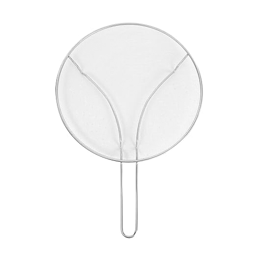 Restaurantware Splatter Screen 1 Count 13" Fine Mesh Cover Stainless Steel Splatter Guard with Resting Feet Cooking Protector for Frying Pan, Cooking Pots, Saute, Grease and Oil, Kitchen Tool