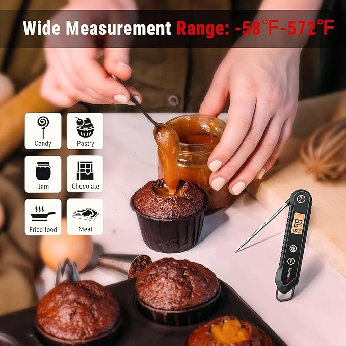 TempPro Digital Instant Read Meat Thermometer for Grilling Waterproof Kitchen Food Thermometer with Calibration Backlight Baking Bread Candy Thermometer Cooking Tools Utensils (Previously ThermoPro) - Image 3