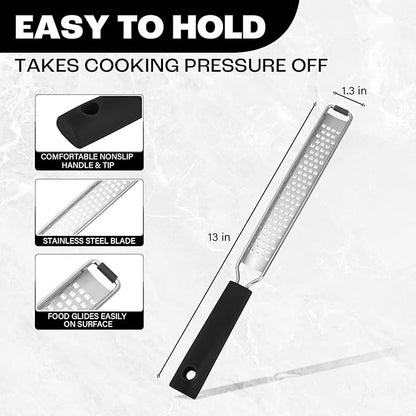 Zester Grater with Protective Cover – Fine Stainless Steel Lemon Zester cheese shredder for Kitchen, Ideal for parmesan, Garlic, Nutmeg, Chocolate, Fruits, Vegetables – Black - Image 2