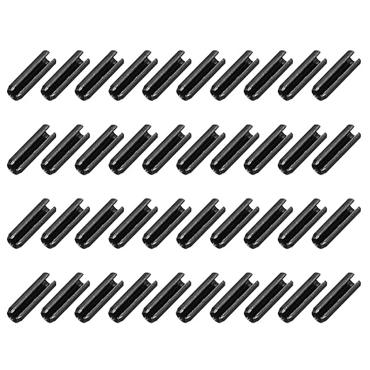 MECCANIXITY 120Pcs Slotted Split Roll Pins 4/25 Inch(4mm) Dia. 1/2 Inch(14mm) Length 65Mn Steel Spring Tension Expansion Dowels for Secure Fastening, Black