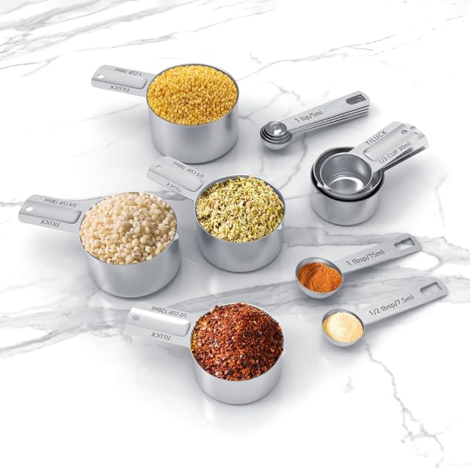 TILUCK Stainless Steel Measuring Cups & Spoons Set,Coffee Scoop Spoon,Kitchen Gadgets for Cooking & Baking,Set of - Image 5