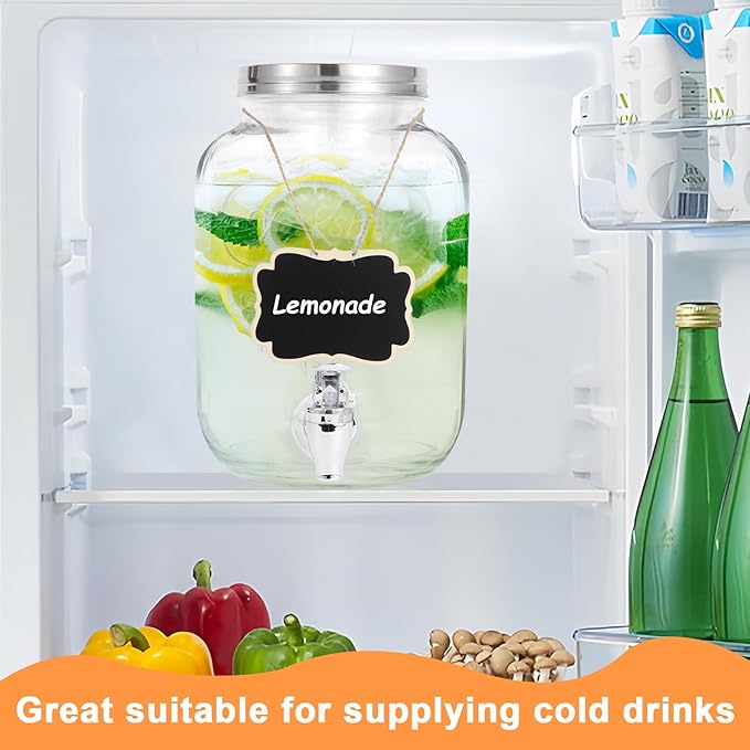 Drink Dispenser With Spigot,1 Gallon Glass Drink Dispensers For Parties,Beverage Dispenser with Fruit Infuser Sun Tea,Lemonade & Juice Dispenser for Parties, BBQ,Picnic,Weddings & Events - Image 6
