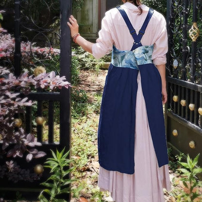 Uaussi Cotton Linen Apron Cross Back Work Apron for Women with Pockets Pinafore Dress X Cross Halter Apron for Chef Gardening - Image 3