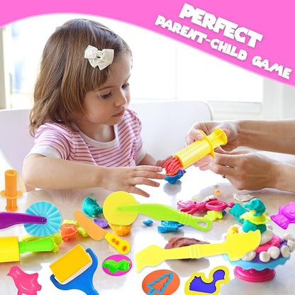 Playdough Tools Set, 38 Pcs Play Dough Sets for Kids Ages 4-8, Creative Play Dough Accessories with Clay Cutters, Roller, Molds, Safety Scissors, Educational Toys for Boys Girls