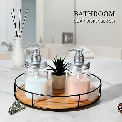 Amolliar Plastic Mason Jar Soap Dispenser with Pump Lid,16OZ Refillable Hand Soap Dispenser Set with Cute Lables - Farmhouse Decor for Kitchen/Bathroom, Liquid Soap, Dish Soap, Lotion (Silver) - Image 4