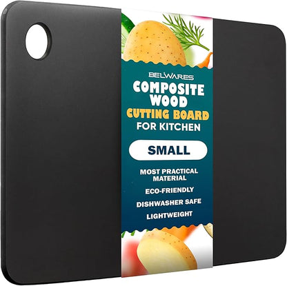 Wooden Cutting Board for Kitchen - Small Composite Wood Cutting Boards Dishwasher - Thin, BPA Free & Eco-Friendly Chopping Board (11.5 x 9 Inch, Slate Black) by Belwares