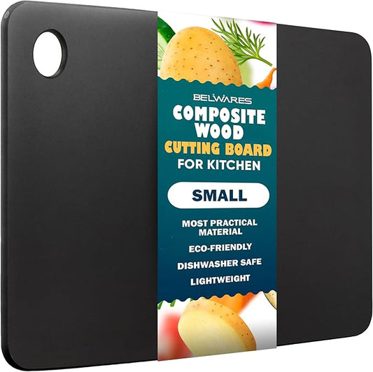 Wooden Cutting Board for Kitchen - Small Composite Wood Cutting Boards Dishwasher - Thin, BPA Free & Eco-Friendly Chopping Board (11.5 x 9 Inch, Slate Black) by Belwares