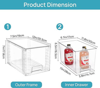 Vtopmart 4Pack Large Stackable Kitchen Pantry Storage Drawers, Clear Organizer Bins with Handles, Acrylic Drawer Organizers for Kitchen Pantry, Bathroom Undersink, Cabinet Organization and Storage - Image 2