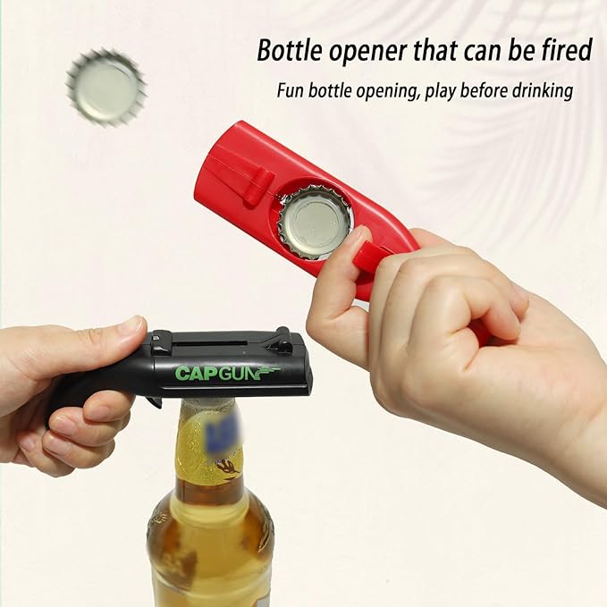 Grey Cap Gun Bottle Opener - Fun and Functional Novelty Beer Bottle Opener with Realistic Design, Gift for Beer Lovers, Parties, and Themed Events